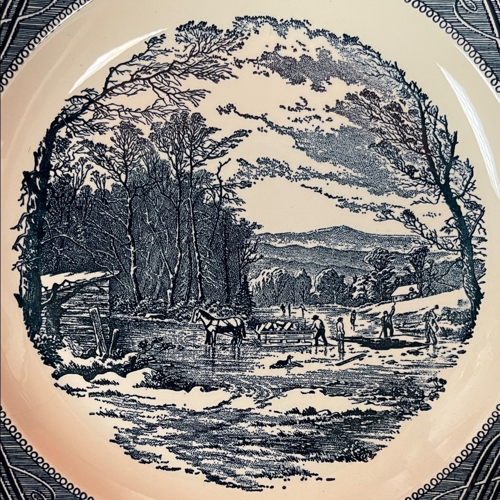 Vintage Scenic Blue and Cream Plate - Picture 2 of 5